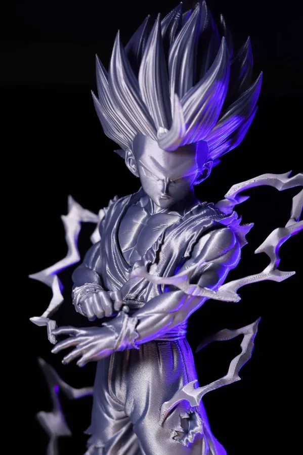 Art toy de personaje con rayos impreso en 3D y pintado a mano