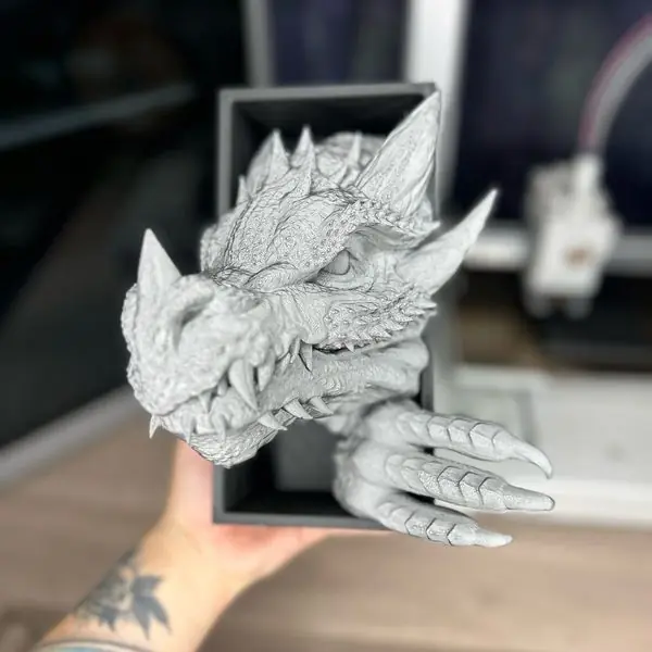 Sujetalibros con cabeza de dragón impreso en 3D