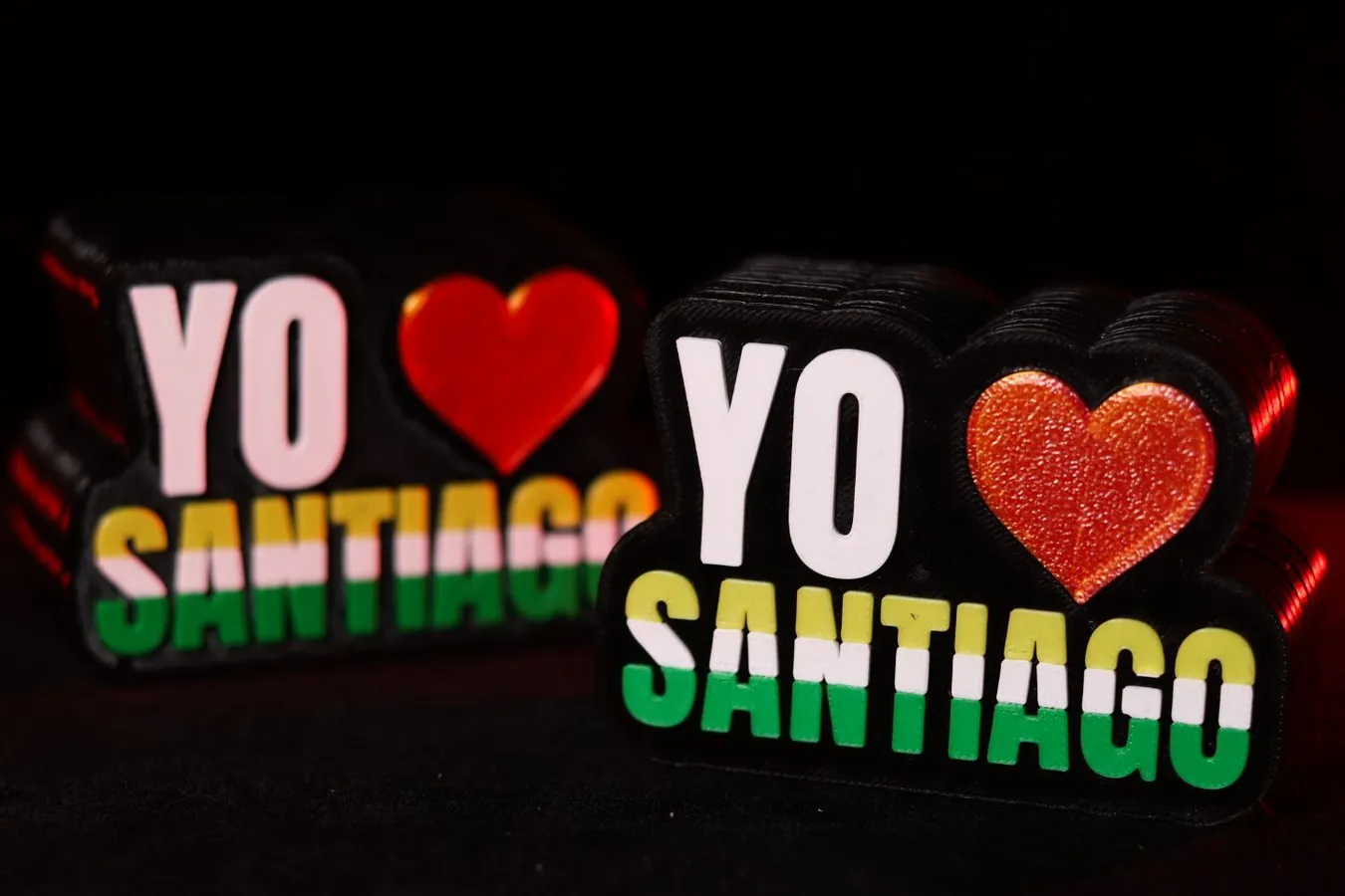 Serie de souvenirs Yo amo Santiago impresos en 3D
