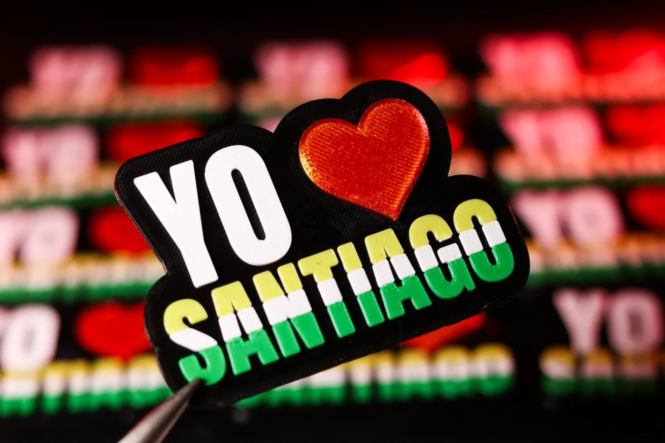 Souvenir Yo amo Santiago impreso en 3D a color